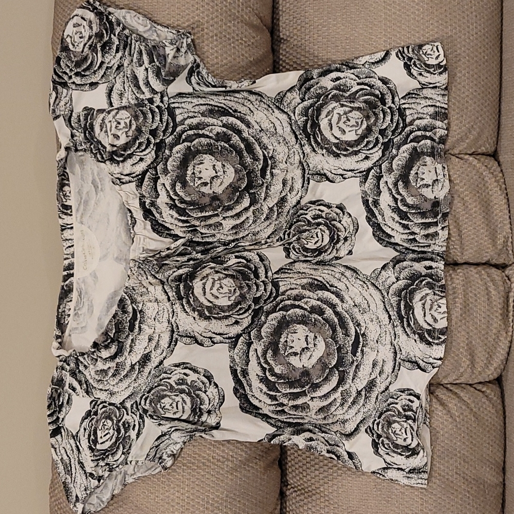 Calvin Klein White Black Floral Top